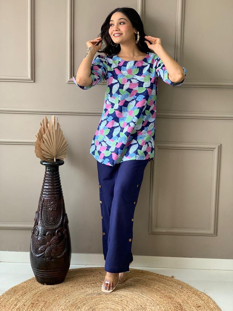 Zestaw damski z czystej bawełny, kurti, sznurek, odzież imprezowa, indyjski projektant, top, tunika, spodnie, zestaw, sukienka