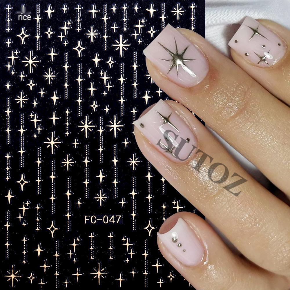 Iridescent Gold Starburst & Dots Nail Art Stickers – Women's Fantasy DIY Decals