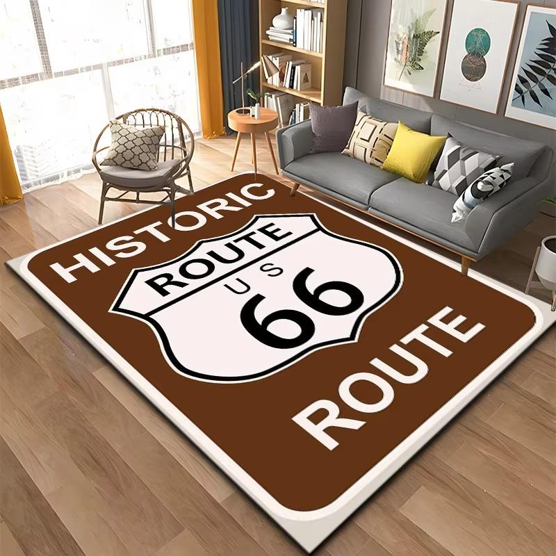 Historic Route 66 Pattern Rug Large Carpet Area for Living Room Kids Bedroom Sofa Kitchen Doormat Decor Child Non-slip Floor Mat