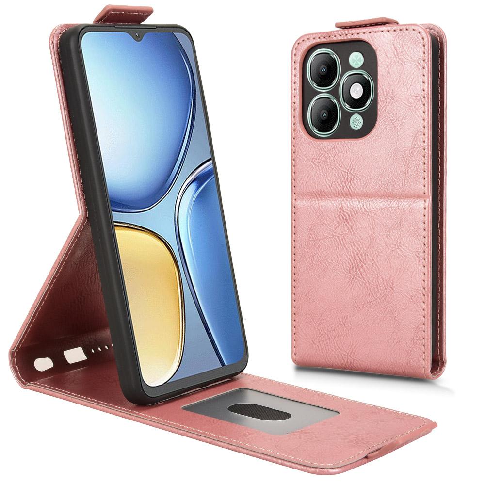 

Для itel A90 4G Чехол-подставка Магнитная застежка Вертикальный откидной кожаный чехол для телефона с держателем для карт Rose Gold