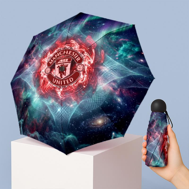Manchester United Pattern Printed Mini 5 Folds 8 Ribs Compact Umbrella Windproof Waterproof Lightweight Portable Folding