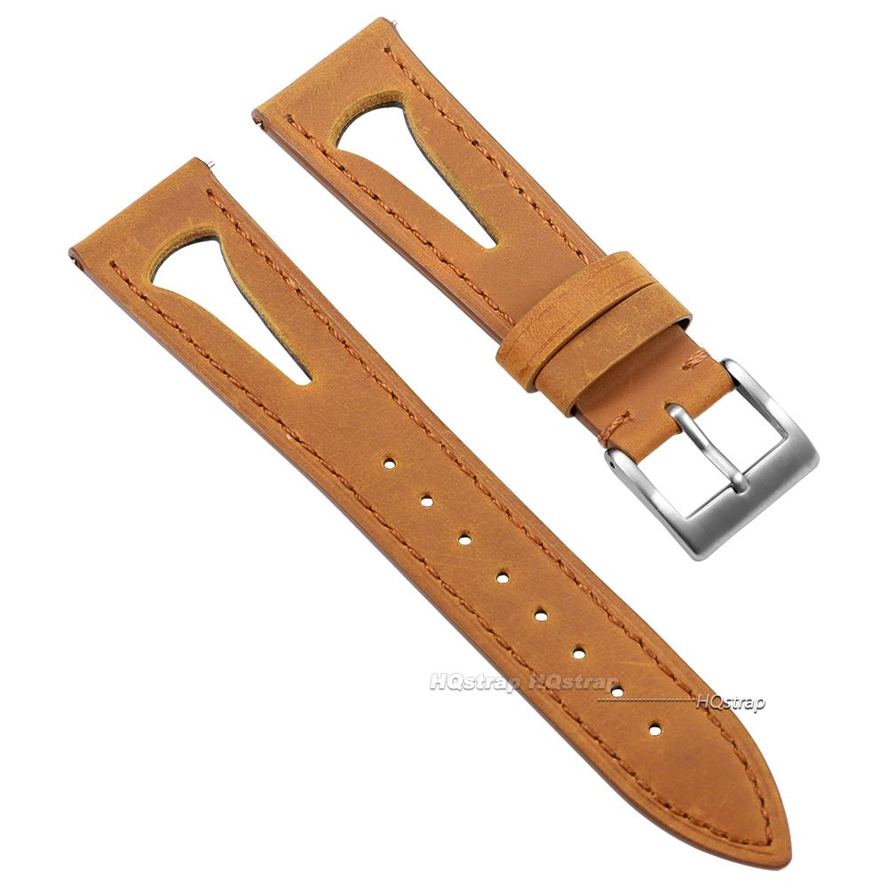 Oil Wax Leather Watchband Retro Cowhide Strap 20mm 21mm 22mm 24mm Breathable Waterproof Wristbelt Quick Release Bracelet