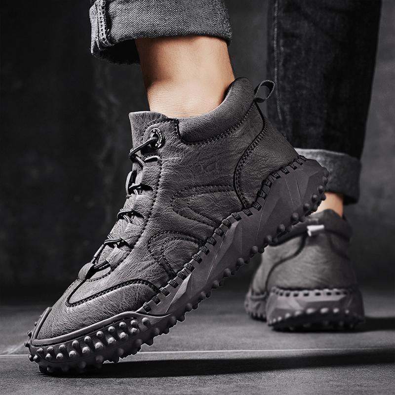 38-46 Fall/ Winter Mens Handmade  Leather  Soft Sock Ankle Boots Autumn Winter Men Boots Men's Ankle Boots Handmade Plush Shoes Casual Shoes