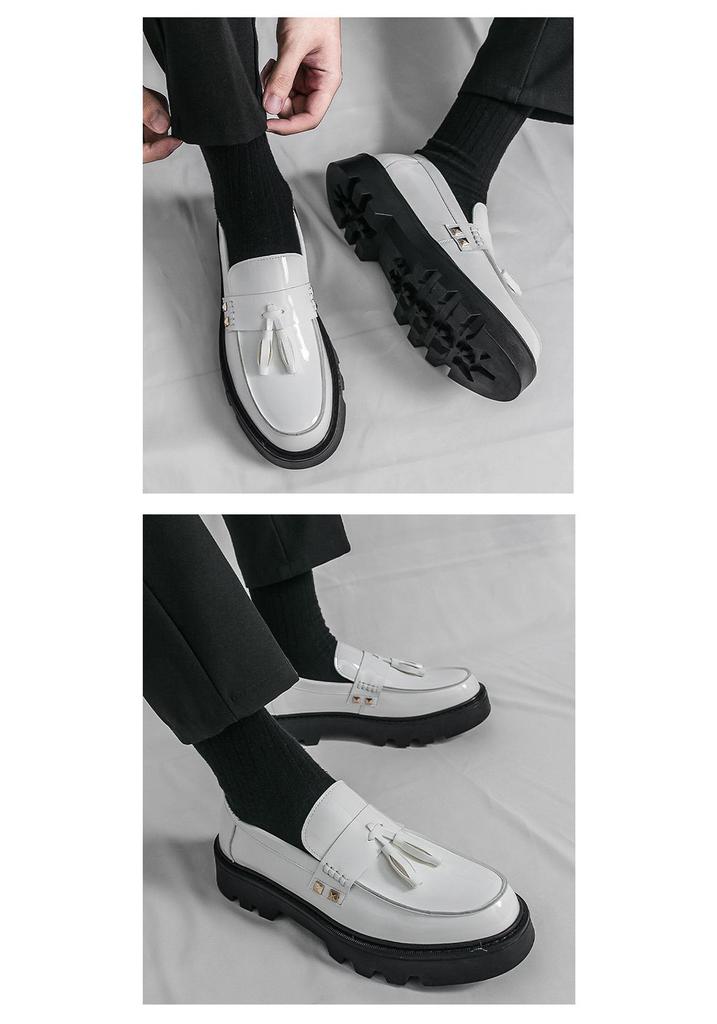 Herren Cross-Border Low-Top Leder-Loafer mit Quasten - Dicksohlig, Lässige Frühjahrs- & Herbstschuhe