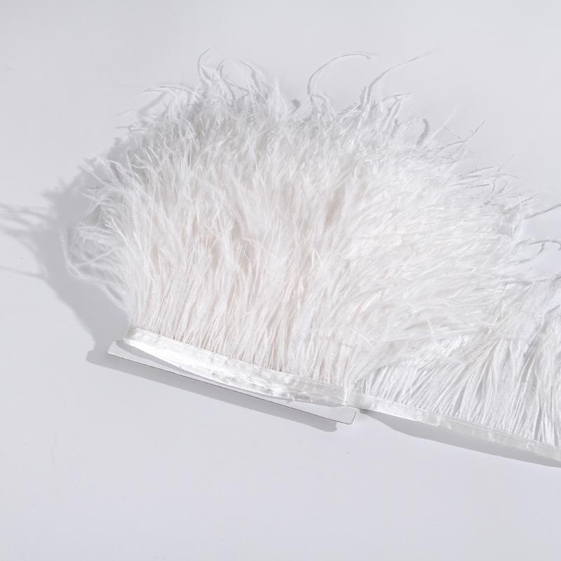 Ostrich Feather Trim 8-10cm 10-15cm 10Meters Fringe White for Clothes Ribbon Skirt Plumas Plume Decoration Wedding Party
