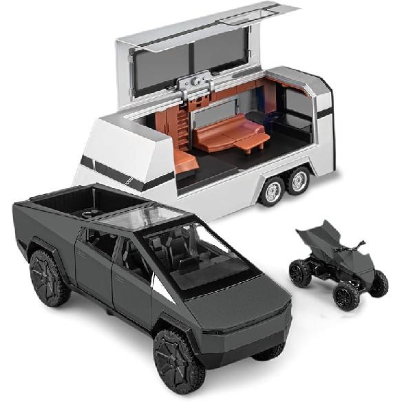 

Металлические модели игрушечных грузовиков Cybertruck со светом и звуком, 1/32, игрушки для кемпинга, для мальчиков, девочек, женщин, взрослых, от 3 лет (Серый1) серый