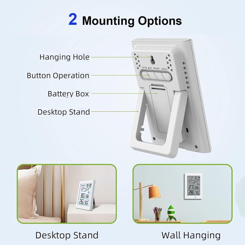 Household indoor and outdoor thermometer Wireless weather station LCD large screen display Weather
