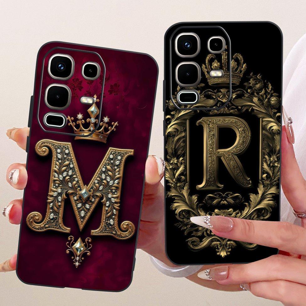 For Infinix Note 50s 5G Case X6870 Silicone Luxury Crown A-Z Letters 2D Painted Soft Phone Case For Inifnix Note 50s 5G Cover