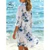 Medium-length Fashion Printed Top, Breathable Lightweight Shawl Cardigan, Long-sleeve Loose Cover-up, Beach Jacket