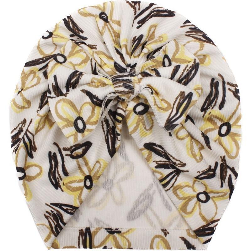 New Baby Bow Pullover Hat, Thin Creative Printed Children's Hat, Comfortable Baby Tire Hat