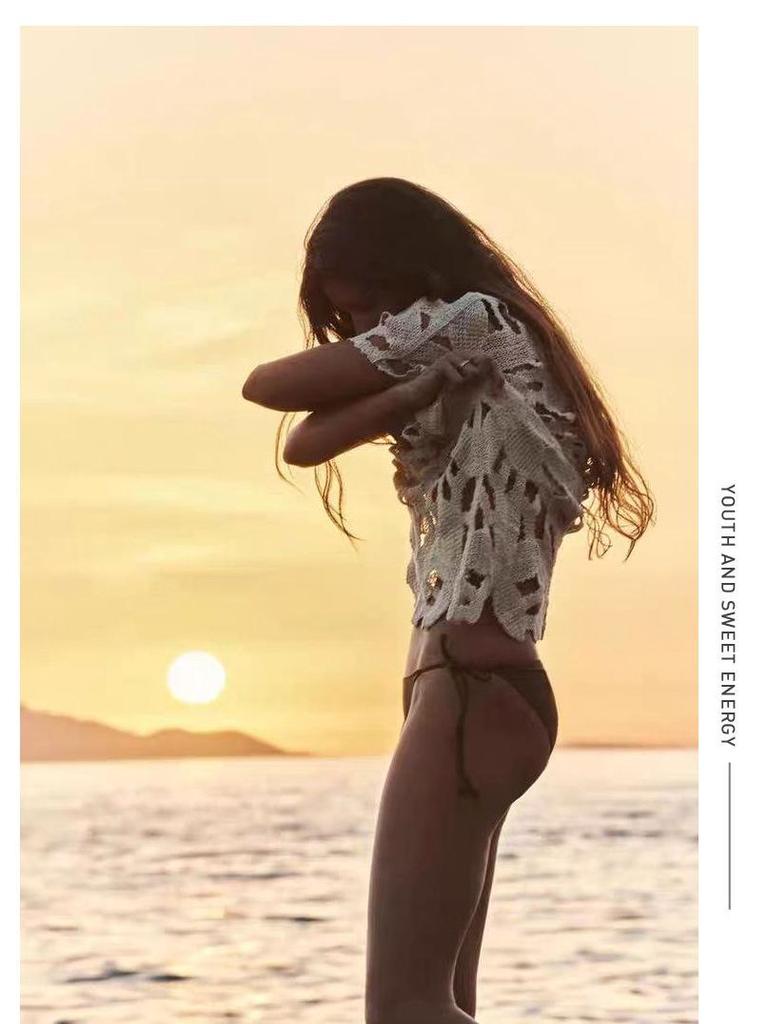 One-Sleeve Crochet Lace Beach Cover-Up for Women