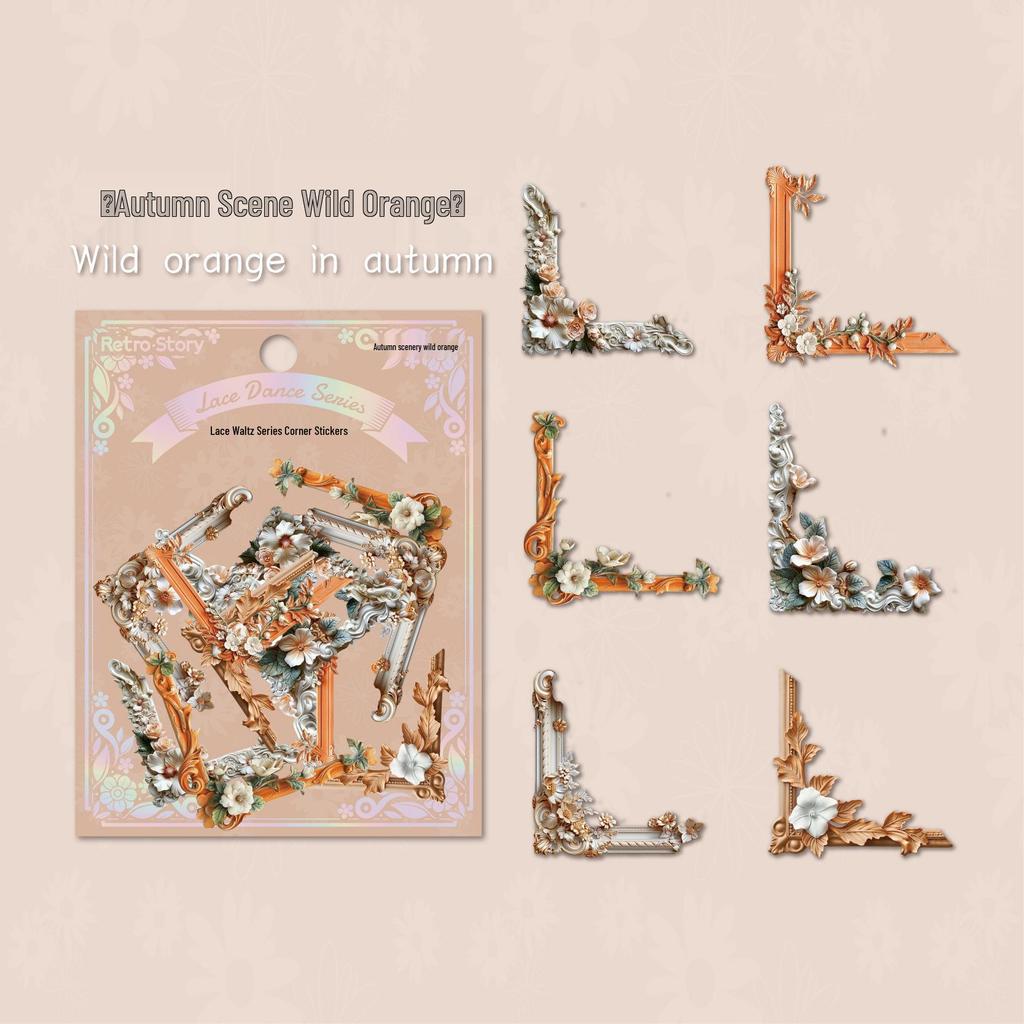Retro Courtyard Rose Corner Stickers: Flower Journal DIY Decor Set