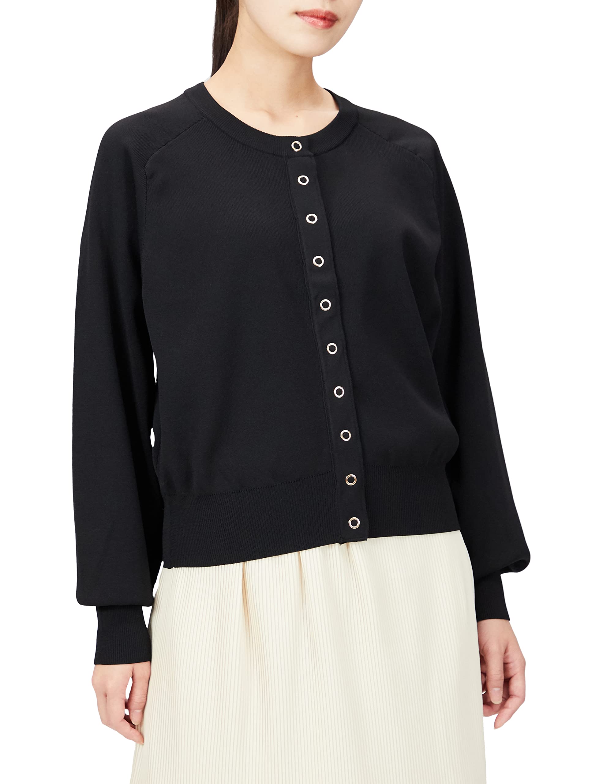 

N Natural Beauty Кардиган на пуговицах в горошек Размер M Базовый женский свитер, Черный, чёрный