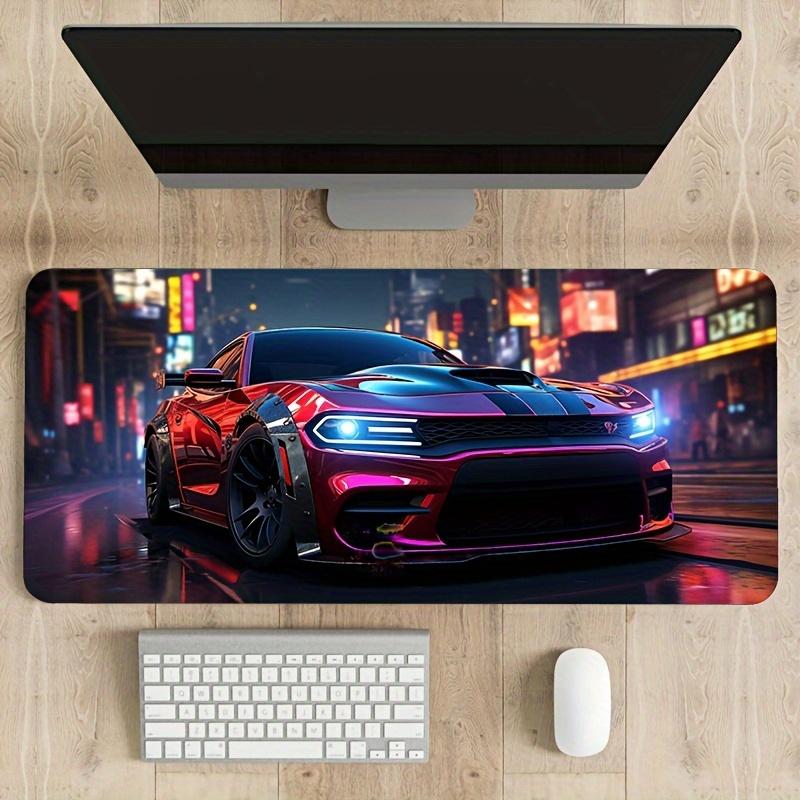 Cool Racing Car Design Large Mouse Pad with Stitched Edges Non-Slip Rubber Extended Gaming Keyboard Mat for Home E-sports Gamer