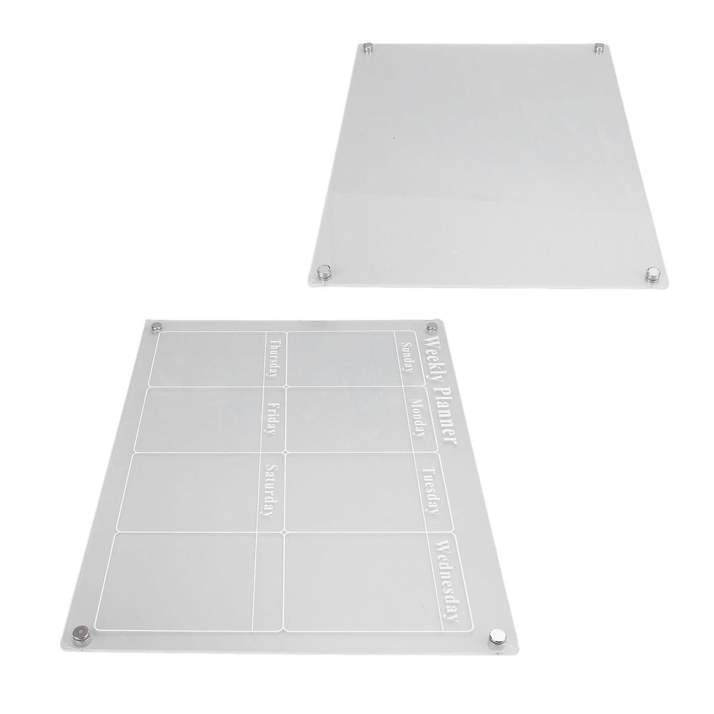 Refrigerator Calendar with 6 Markers Clear Acrylic Weekly Planner Blank Plan Board for Life Planning Daily Organization