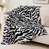 Black White Zebra Striped Print Flannel Throw Blanket Ultra Soft Warm Blanket for Sofa Bed Animal Pattern Home Decor Gift