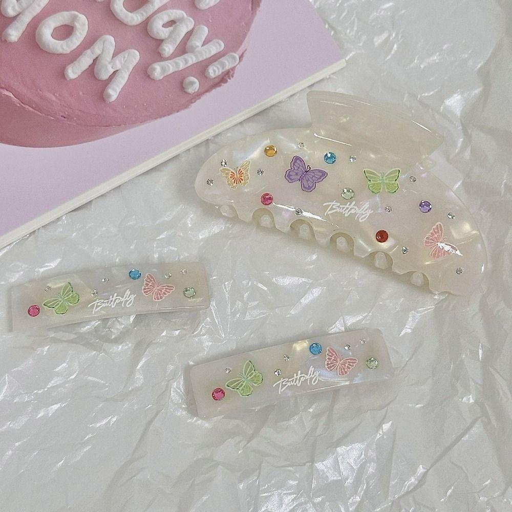 

Rhinestone Women Hair Clip Butterfly Spring Clip Personalized Hair Claw Girls