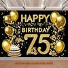 1 Piece of 2D Plane Party Banner  2D Plane  Black and Gold Fabric  75th Birthday Party Background
