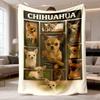 2026 Nieuwste Flanellen Deken 1 Stuk Chihuahua Hond Print Flanellen Deken - Zacht Warm All-Season Plaid met Veelkleurige Chihuahua Patronen, Gezellige College Stijl