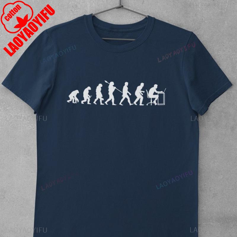 

Evolution of The Office Worker T Shirt From Ape Through Prehistoric Man To Modern Man Working with A Computer Cotton Shirts Tee S