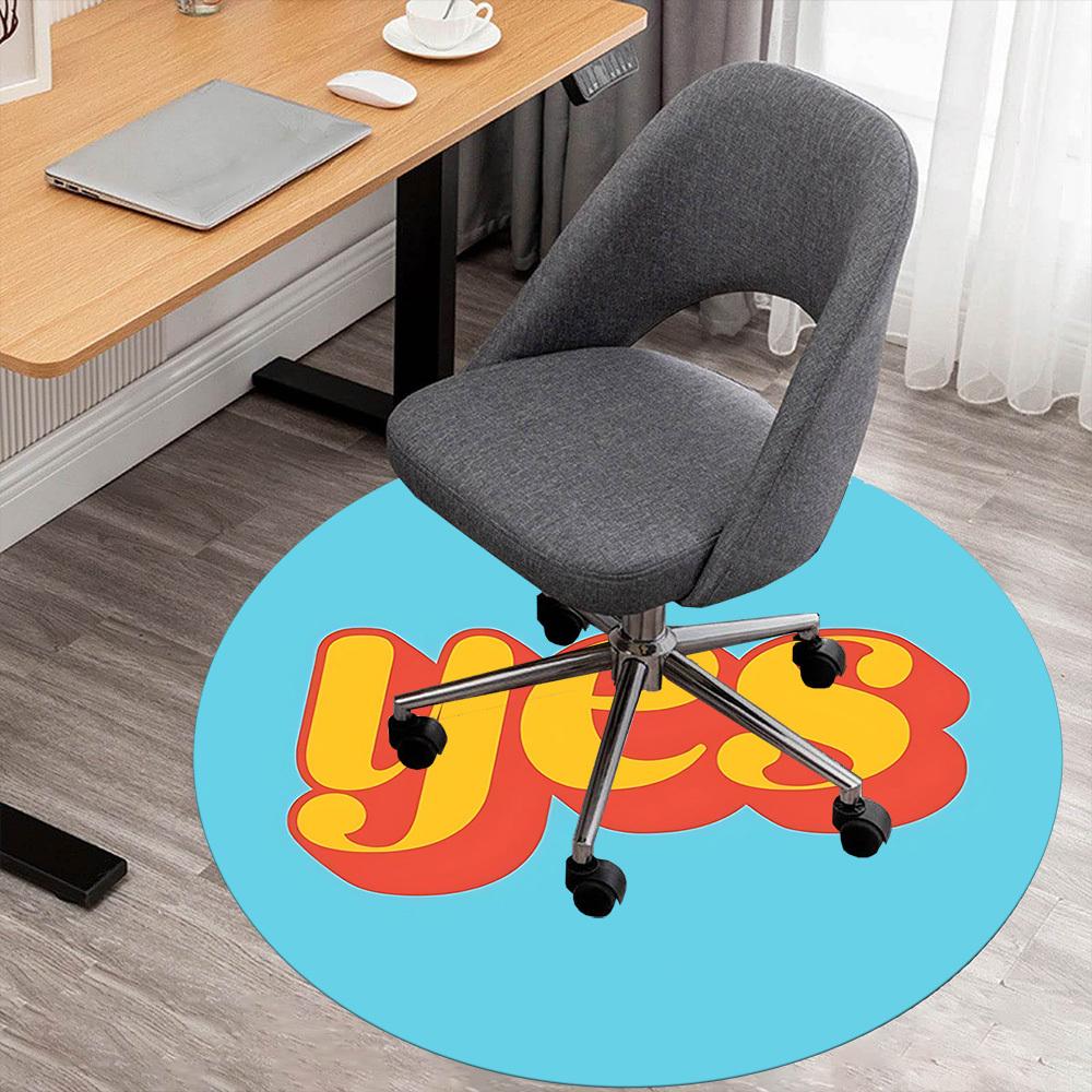 

1pc yes print Round Chair mat Area Rug - Non-Slip, Floor Mat for Office, Bedroom, and Indoor Decor c1125062 80cm by 80cm