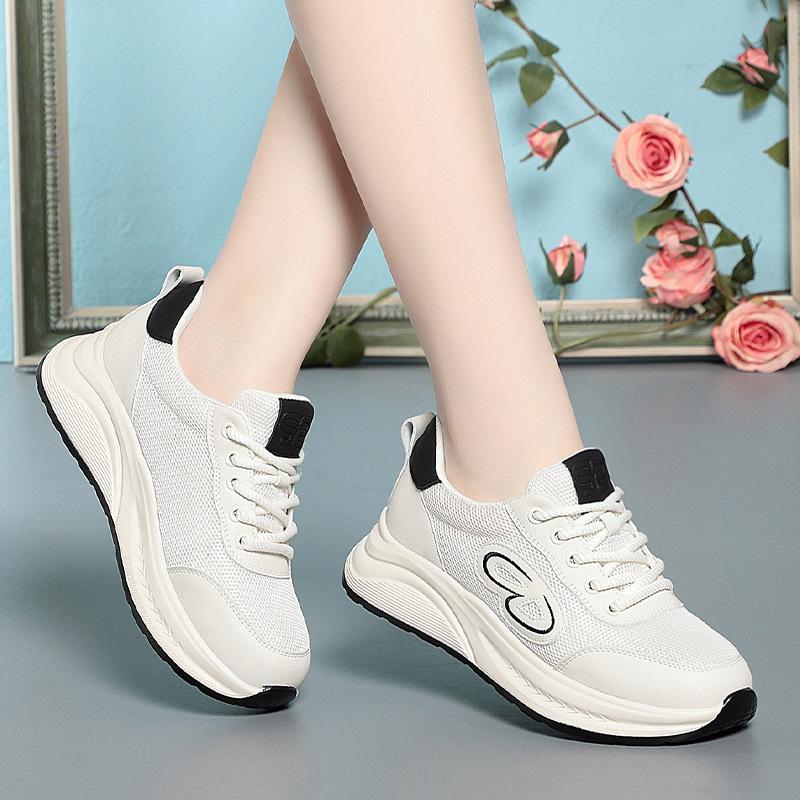 

Белые туфли для женщин летом, дышащая сетчатая обувь, обувь на шнуровке, легкая сетчатая повседневная спортивная обувь 39