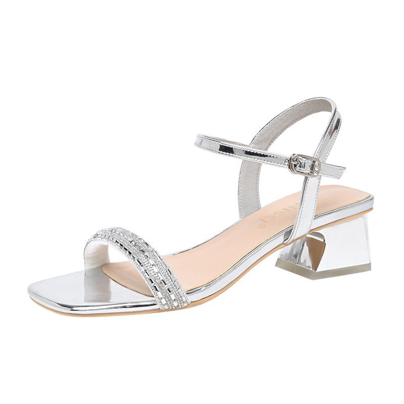 Fashion 2025 Summer New Trendy Style Ladies' Sandals Women's High Heel Sandals Block Heel One Strap Open Toe Chic Outdoor Footwear