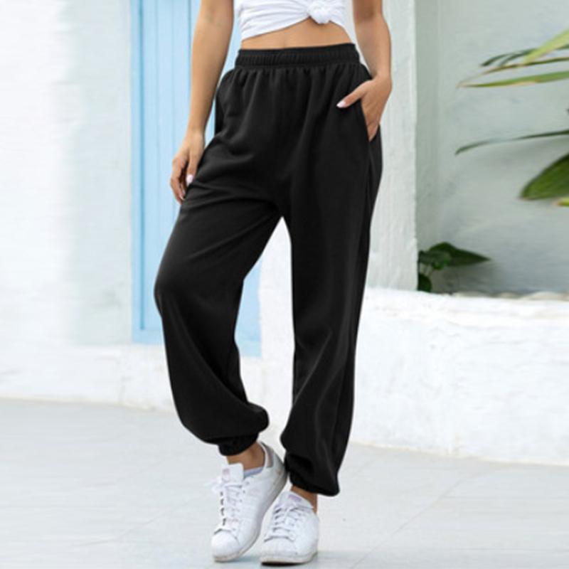 Elastic High Waisted Wide Leg Pants Women's Loose Oversized Casual Pants Solid Color Ankle Pants Autumn and Winter