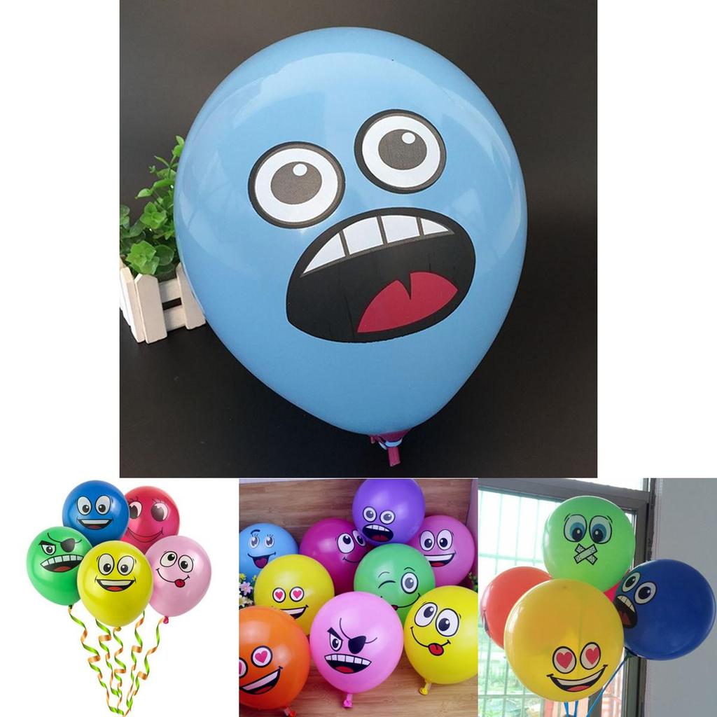 Adorable Big Eyes Smiley Latex Balloons 12 Inches Colorful Decorative Party Pack