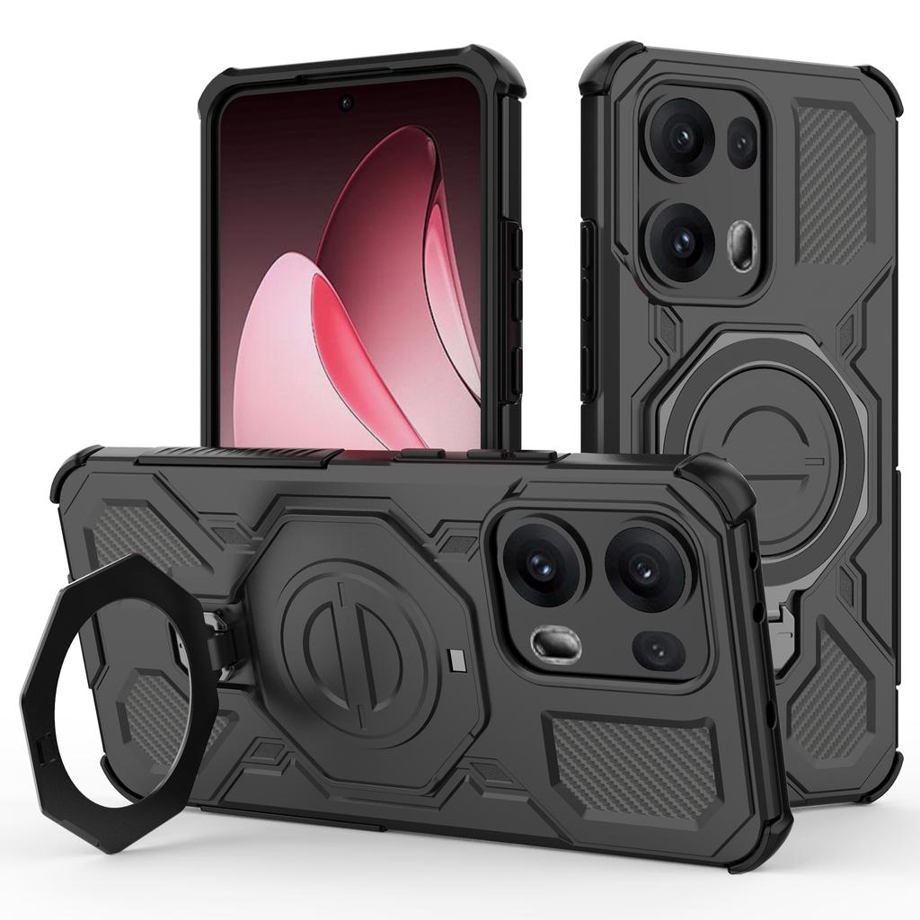 For Oppo Reno13 Pro 5G Magnetic Case Rotating Metal Kickstand PC+TPU Phone Back Cover