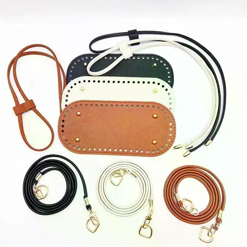 Crochet Handbag DIY Accessories Kit PU Leather Bag Base Shoulder Strap & Chain For Handmade Purse Making Supplies