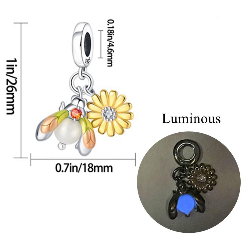 New Copper Charm Bead Charms Fireflies Stars Glowing Luminous Charm Bead Charms for Authentic Pendant Bracelets Do It Yourself Jewellery Gift