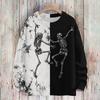 Women's Long Sleeve Halloween Print Sweater, Casual Round Neck Knit Top
