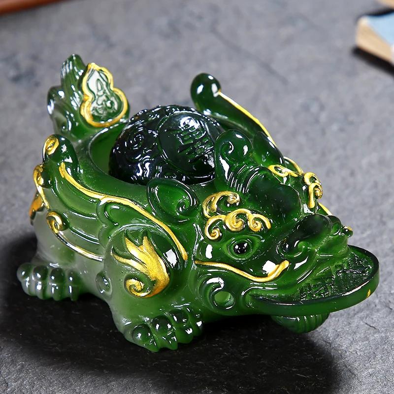 Retro Golden Toad Statue Resin Color Changing Tea Pet Lucky Tea Figurine Ornaments Can Raise Tea Set Decoration Accessories Gift