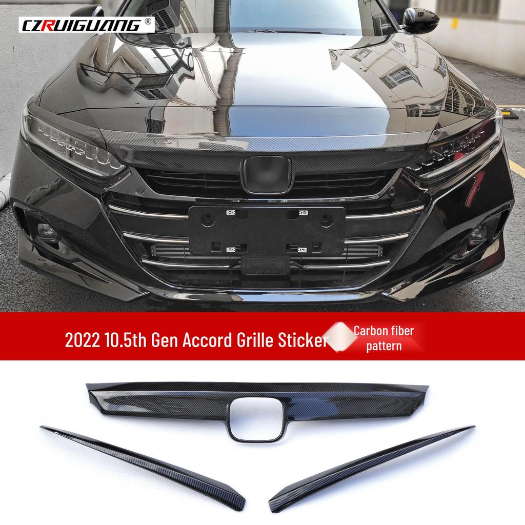 18-22 Tenth Gen Accord Grille Sticker: Black Warrior Decorative Hood Strip