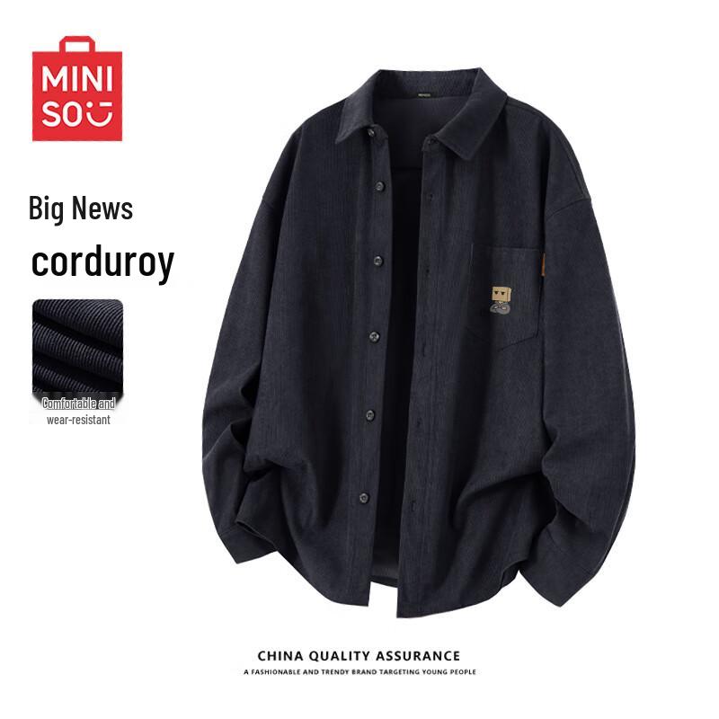MINISO Men s Corduroy Long Sleeve Shirt Jacket 3XL