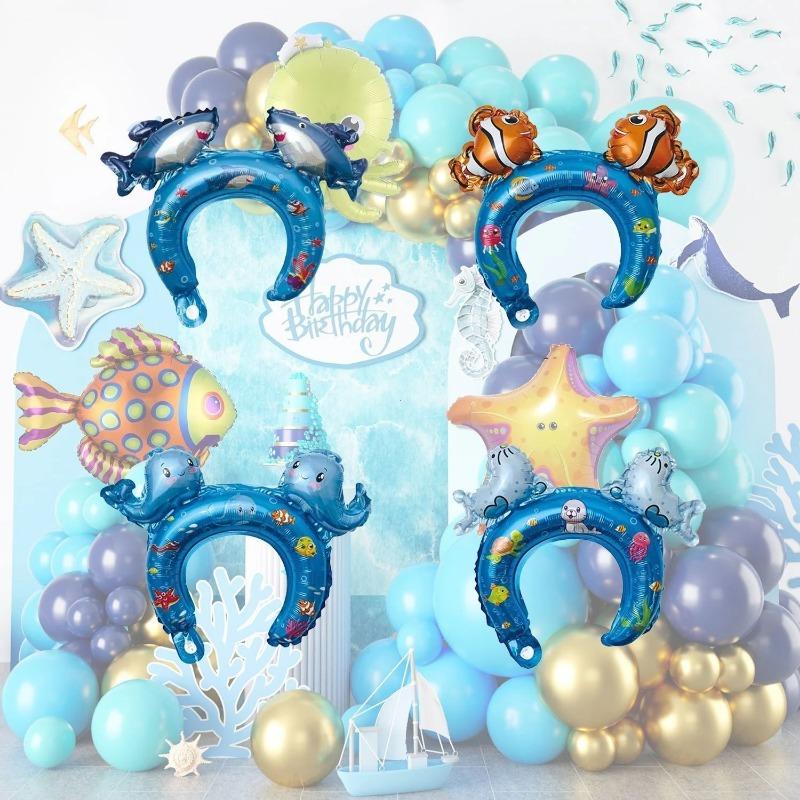 4/16 Marine animal hair band aluminum film balloon, suitable for marine-themed decorative balloons