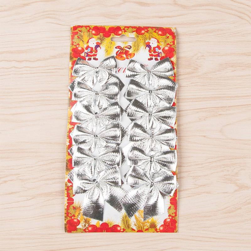 

Рождественские банты и украшения - Набор из 12 украшений серебряный