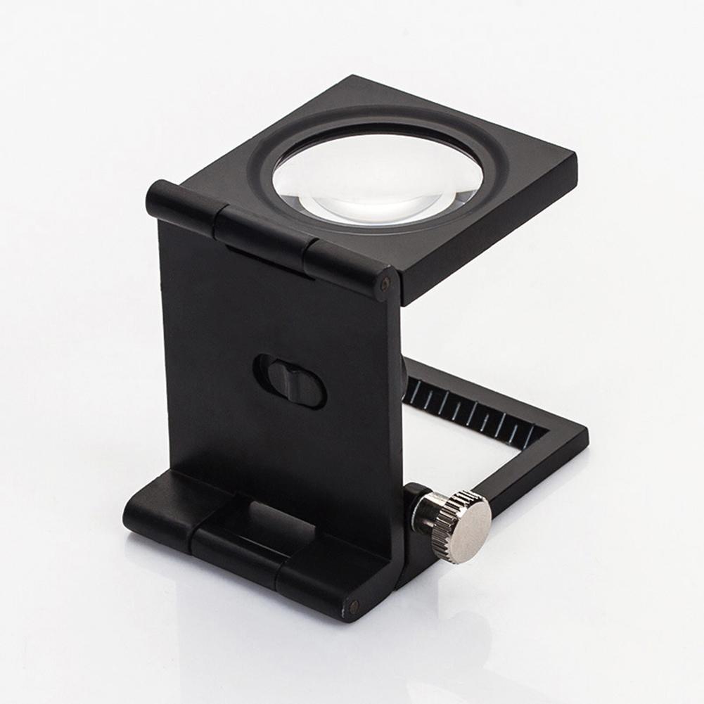 10x Table Pocket Magnifier Folding Scale Magnify With 2 Led Illuminate For Cloth Textile Fabrics Inspection