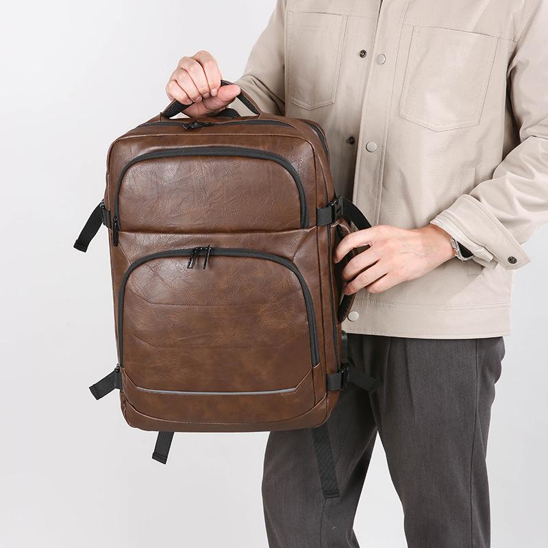 Schoolbag1011 New Multifunctional Fashion Leather Film Double Back Business Backpack Student Travel Trend Laptop Backpack
