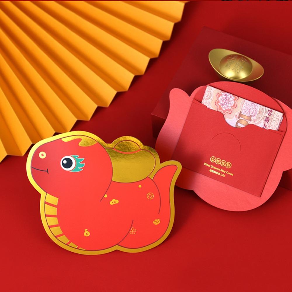 

Твердый счастливый денежный мешок в форме змеи HongBao мультфильм красный пакет год змеи зелёный