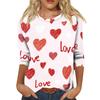 Women's Fashionable Casual Three-quarter Sleeve Valentine's Day Printed Round Neck Top