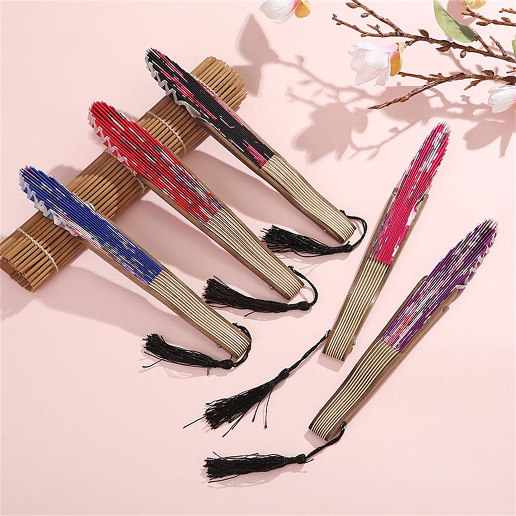 Bamboo Fold Hand Fan Wedding Chinese Japanese Fan Vintage Flower Folding Fan for Wedding Dancing Party Women Gift