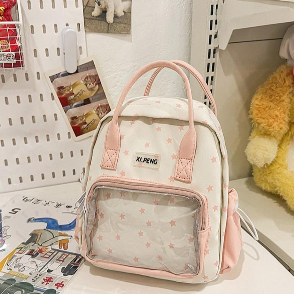 

Nylon Transparent Itabag Dual Purpose Y2k Backpacks Kawaii Transparent Pocket Backpacks Women рожевий
