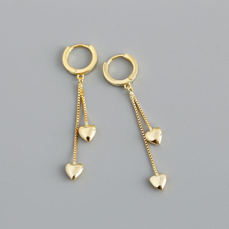 Silver Color Heart Chain Tassel Hoop Earrings Simple Classic Golden Women Jewelry  Oorbellen