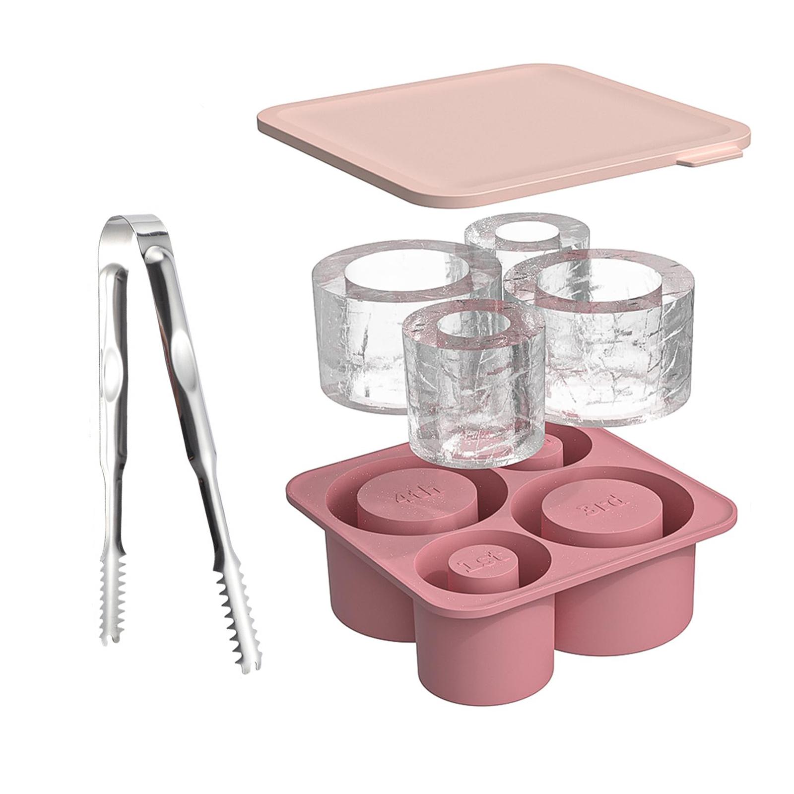 

Silicone Ice Cube Tray with Tongs for Making 3 Hollow Cylinder Ice Cube Molds for Chilling Cocktails Whiskey Drinks Summer Tools