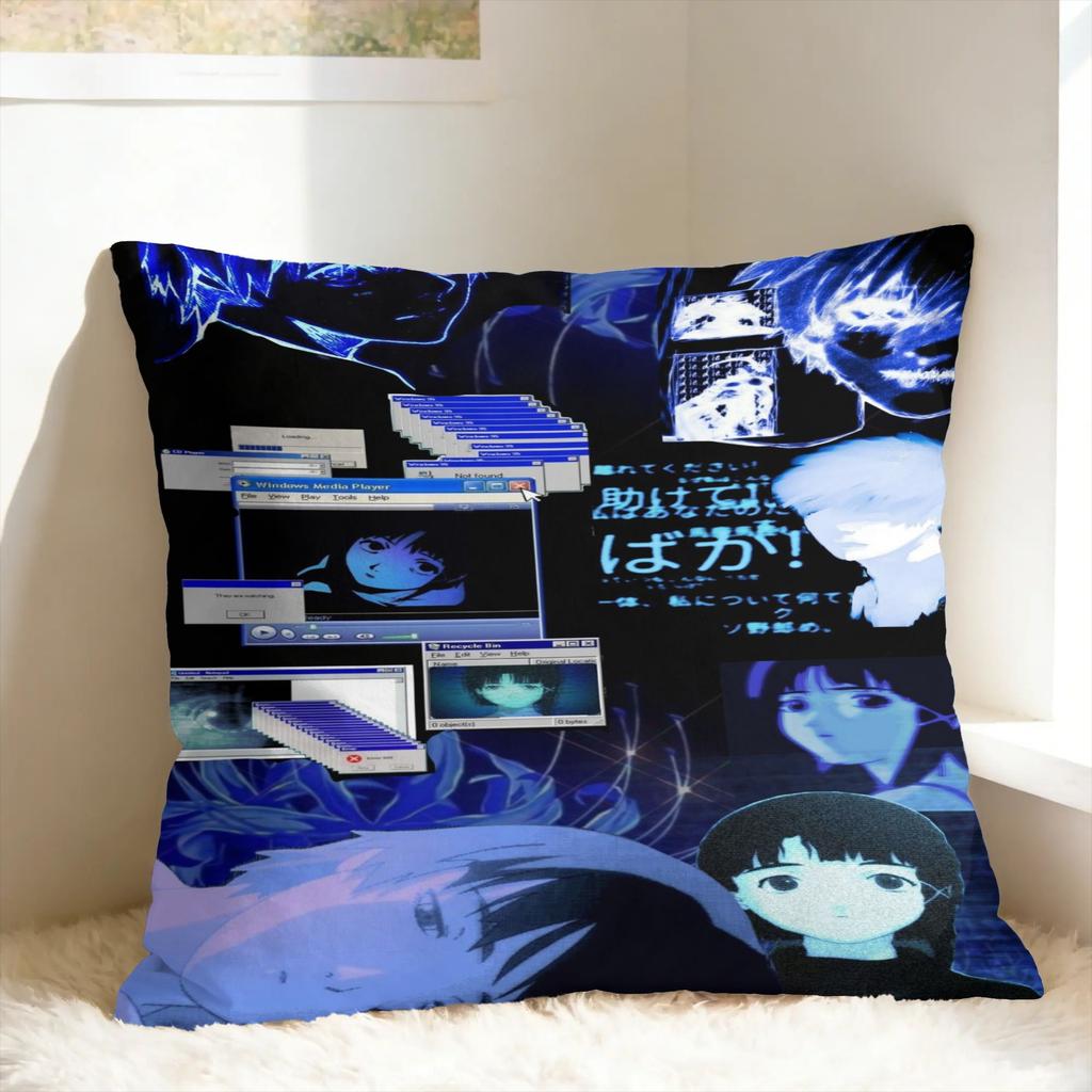 Anime Serial Experiments Lain Pillow Cover Retro Trendy Pillow Case For Sofa Home Decor Soft Cushion Cover Gift
