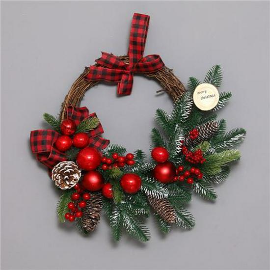50CM Christmas Wreath & 2.7M Garland Set - Festive Door & Wall Decor