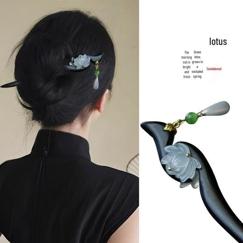 Sandalwood Women's Hairpin: Elegant Modern-Chinese Style Wooden Updo Stick