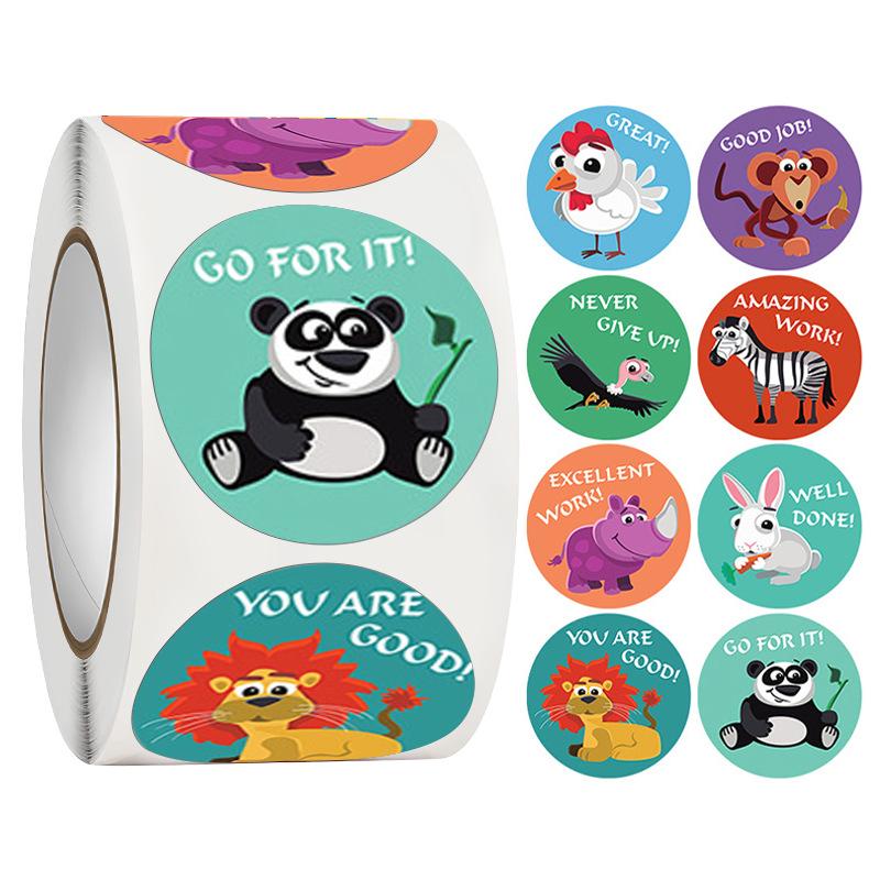 500 Cute Cartoon Reward Stickers Roll: Fun Encouragement & Praise for Kindergarten